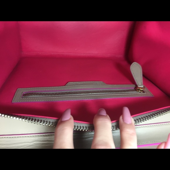 CELINE BEIGE & PINK MINI LUGGAGE TOTE BAG - Picture 5 of 8